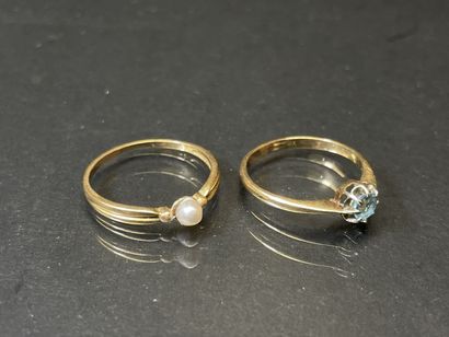 Deux bagues en or 
Or 750°/00.
Poids: 3.39...