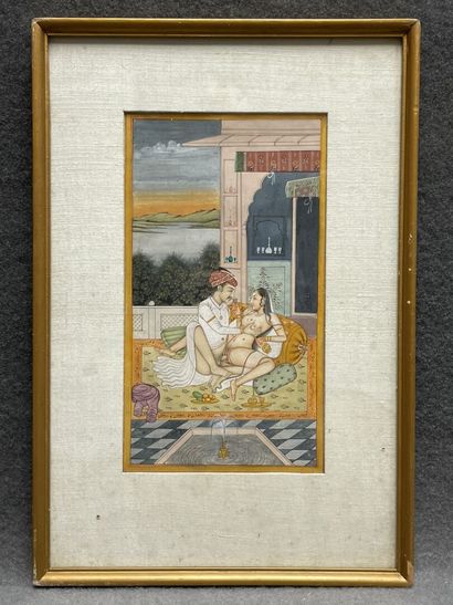 Miniature indienne érotique, XX°
20.5 x 10.5...