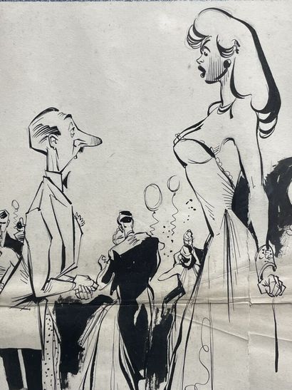 Dessin humoristique encadré. 
38 x 29 cm.
41...