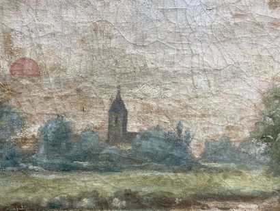 Ecole Française vers 1900.
Bord de rivière...
