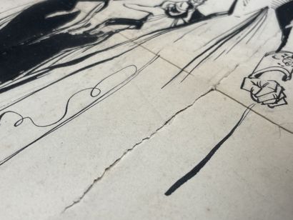 Dessin humoristique encadré. 
38 x 29 cm.
41...