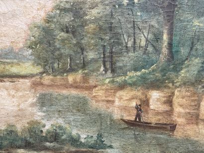 Ecole Française vers 1900.
Bord de rivière...