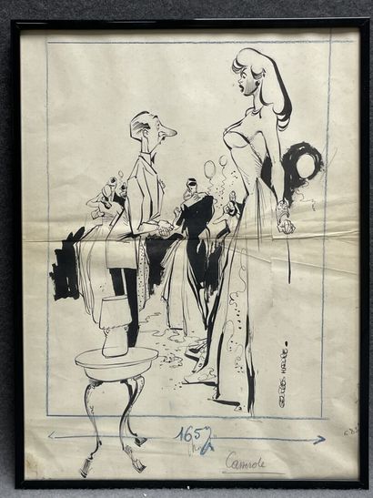 Dessin humoristique encadré. 
38 x 29 cm.
41...