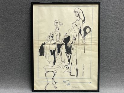 Dessin humoristique encadré. 
38 x 29 cm.
41...