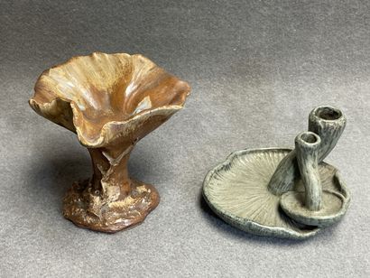 Bougeoirs et vide poche champignons en céramique...