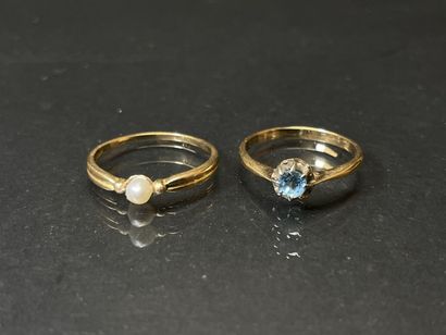 Deux bagues en or 
Or 750°/00.
Poids: 3.39...