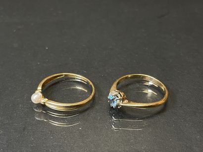 Deux bagues en or 
Or 750°/00.
Poids: 3.39...
