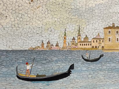 Venise. 
huile sur panneau, signée en bas...