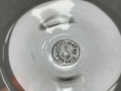 BACCARAT 
Six petits verres à pied. 
H. :11...