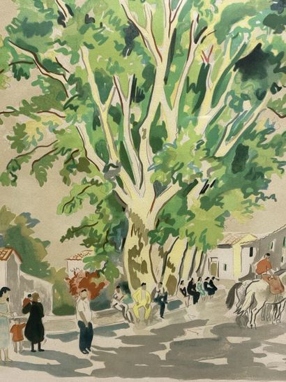 Yves BRAYER (1907-1990). 
Cavaliers au Caylar.
Lithographie...