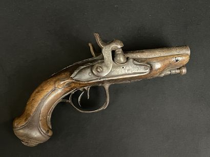 Pistolet à pierre, canon juxtaposé. 
L. :21...