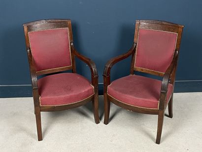 Paire de fauteuils en placage d'acajou
Epoque...