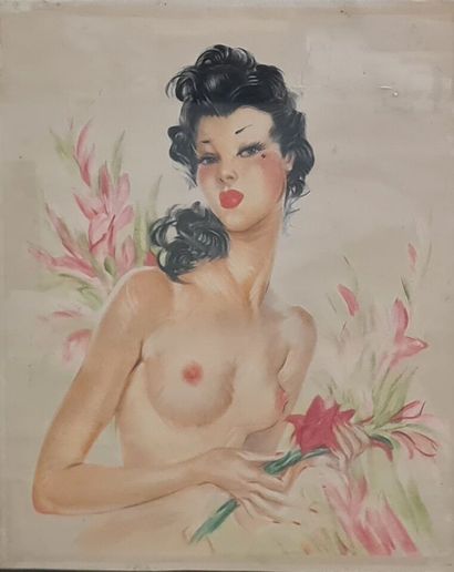 Ecole française début XX°
Femme seins nus.
Lithographie...