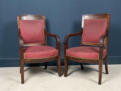 Paire de fauteuils en placage d'acajou
Epoque...