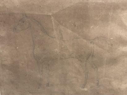 Ecole française XIX°
Cheval. 
Dessin à la...
