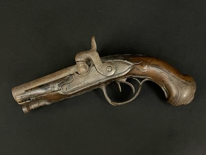 Pistolet à pierre, canon juxtaposé. 
L. :21...