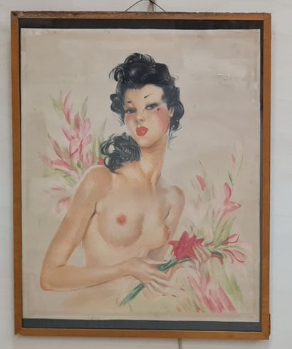 Ecole française début XX°
Femme seins nus.
Lithographie...