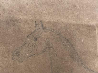 Ecole française XIX°
Cheval. 
Dessin à la...
