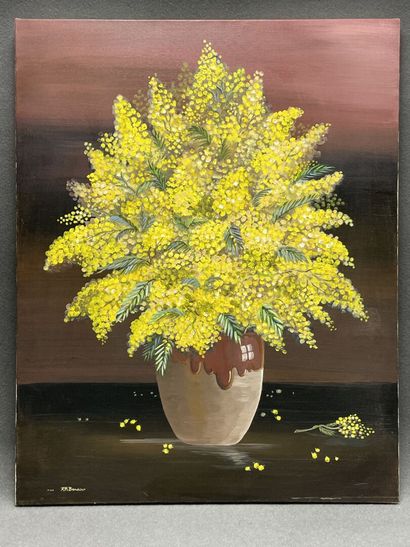 Rose Marie BONDOUX ( 1952) 
Bouquet de mimosas
huile...