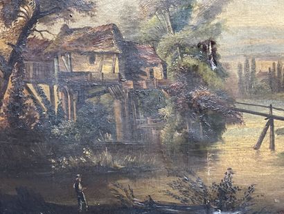 Ecole Française fin XIX°
Bord de riviere.
huile...