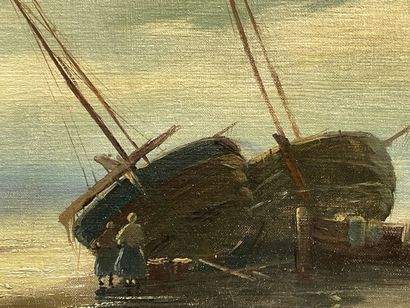 Ecole française fin XIX°
Bateau à marée basse....