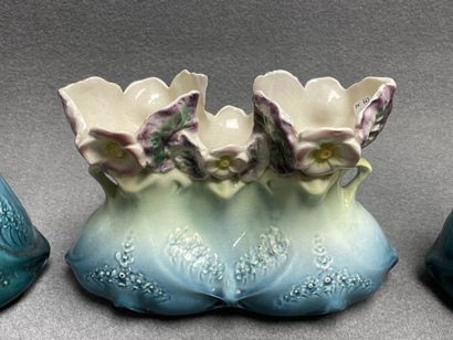 Garniture de cheminée 3 piéces 1900 en faience...