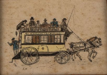 Sept dessins humoristiques originaux, dans...