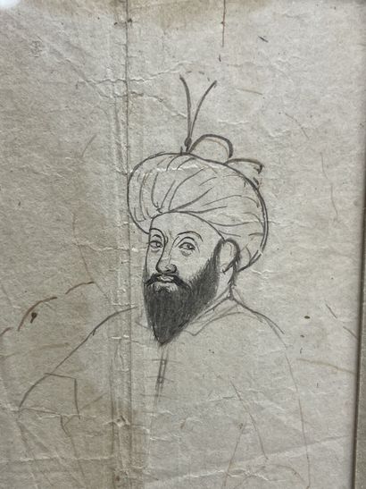 IRAN QAJAR - XVIIIe siècle. 
Miniature figurant...