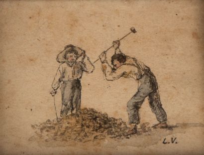 Sept dessins humoristiques originaux, dans...
