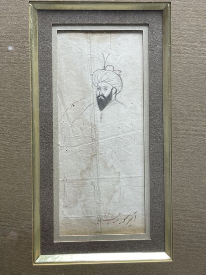IRAN QAJAR - XVIIIe siècle. 
Miniature figurant...