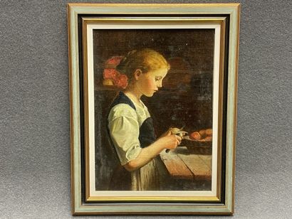 Ecole Française XX
Jeune fille épluchant...