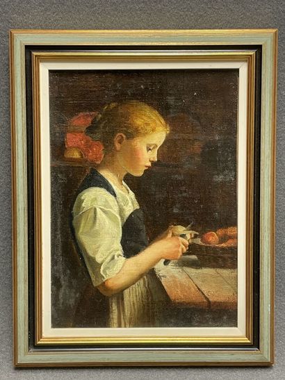 Ecole Française XX
Jeune fille épluchant...
