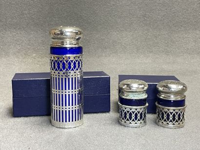 Salière poivrier et soupoudreuse en verre...