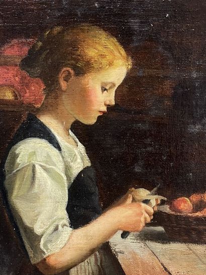 Ecole Française XX
Jeune fille épluchant...