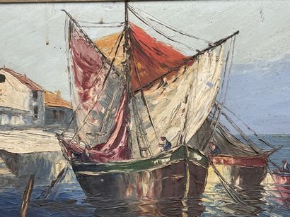 RICCY (XXe)
Voiliers au port. 
huile sur...