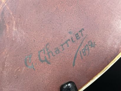 C.Charrier. 
Grand plat à décor d'élégante....