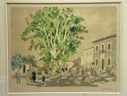 Yves BRAYER (1907-1990). 
Cavaliers au Caylar.
Lithographie...