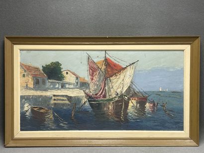 RICCY (XXe)
Voiliers au port. 
huile sur...