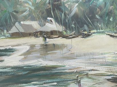 Guy HUZÉ (1912-1997)
Paysage de plage, Afrique...