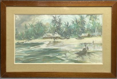 Guy HUZÉ (1912-1997)
Paysage de plage, Afrique...