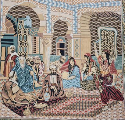 Tapisserie mécanique à décor de scène orientale.
153...