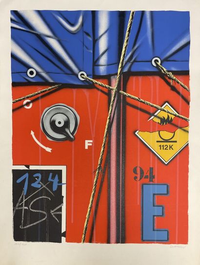 Lot de trois lithographies modernes, dont
-...