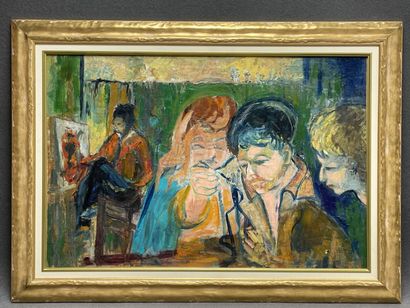 le cours de peinture. 
huile sur toile.
55...