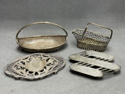Corbeille en métal tressée, Porte bouteille...