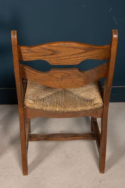 Ensemble de quatre chaises en chêne assise...
