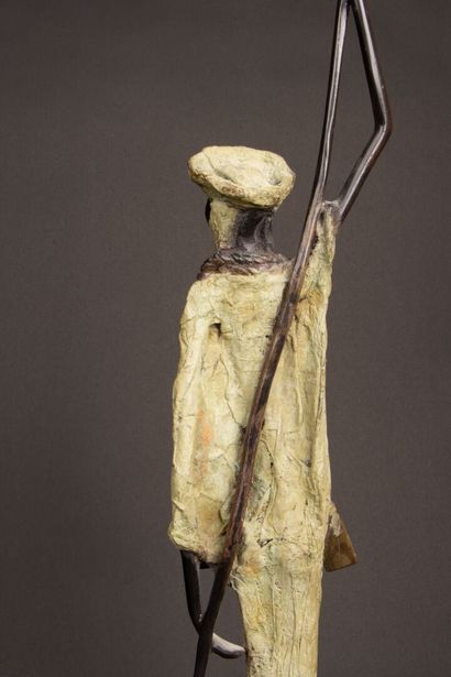 Deux sculptures en bronze - couple africain...