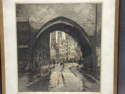 Luigi KASIMIR (1881-1962)
Vue de Munich.
Eau-forte,...