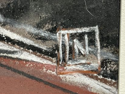 Vue de Paris. 
Pastel encadré monogrammé...