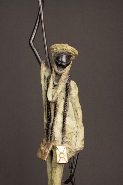 Deux sculptures en bronze - couple africain...