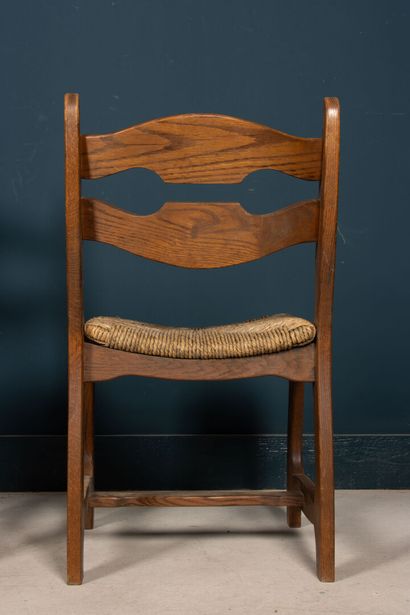 Ensemble de quatre chaises en chêne assise...